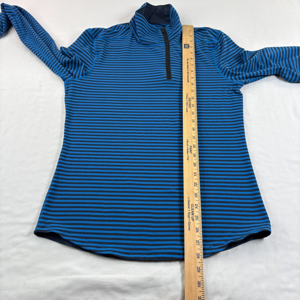 Camisa Lululemon Para Hombres Mediana Azul Rayas Estudio 1/2 Cremallera Pullover Athleisure Foto 4 de 4