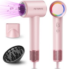 Fetervic Ionic Hair Dryer, 1500W Brushless Motor, 5X Fast Drying, Intelligent