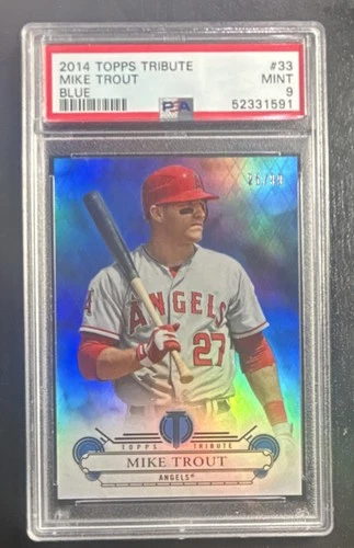 Topps 2014 Tribute Blue Mike Trout #33 PSA 9 Serial Numbered /99 Angels