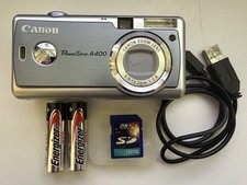 Canon PowerShot A400 3.2MP Digital Camera Silver 2.2x Zoom w/ SD Card & USB