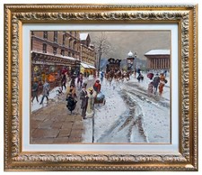 OLD FRANCE PAINTING FRENCH PARIS SNOWFALL FRANCESCO TAMMARO Frankreich malerei