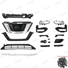 For Nissan Rogue 2017-2019 Front Upper Lower Grille Fog light Kit Radiator Cover