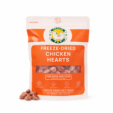 Freeze Dried Chicken Hearts Dog  Cat Treats 3.5oz High Protein Peach Pet