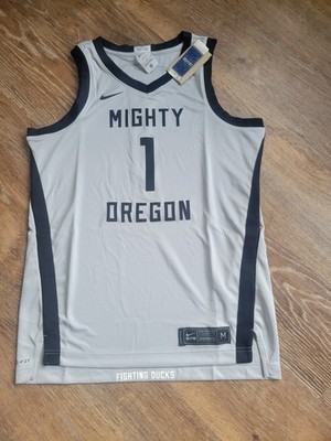 New Mens (M) Nike Oregon Ducks Basketball Jersey Grey Dri Fit Authentic #1