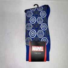 Marvel Avengers Crew Socks Size 6-12 Blue With Shield And A Logo