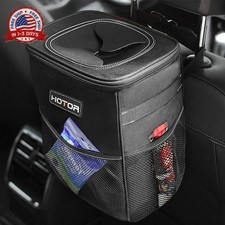 Car Trash Can with Lid and Storage Pockets - 100 Leak-Proof Organizer, Wa
