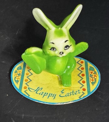 Vintage happy Easter green rabbit
