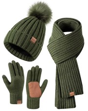 Winter Beanie Hat Scarf Gloves Set for Women, Winter Hats for Women Fleece Li...