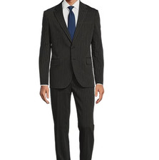 2024 RALPH LAUREN Black Striped Full Suit 42S Wool