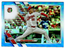 2021 Topps Chrome NPB #8 Ryoji Kuribayashi Blue Refractor 005/150 - Carps