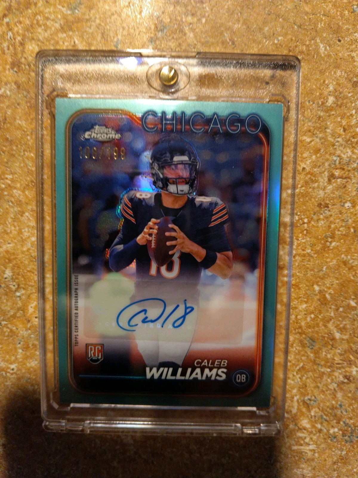 2024 Topps Chrome Rookie Autographs Caleb Williams #RA-CWI Aqua Refractor /199