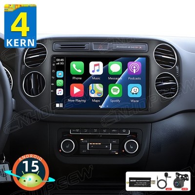 DAB+ 64GB Android 15 Autoradio GPS Navi Carplay KAM Für VW Tiguan 5N GOLF Plus