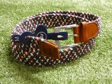 Peter Millar Mens Crown Braided Golf Belt NGLA Logo Navy/Red/White Medium New