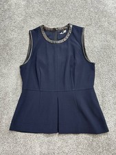 Madewell Fit And Flare Dress Womens 6 Blue Leather Detail Stretch Back Zip