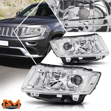 For 14-16 Jeep Grand Cherokee Projector Headlight/Lamp Chrome Housing Clear Side