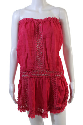 Sunday Womens Linen Textured Strapless Mini Dress Pink Size OS