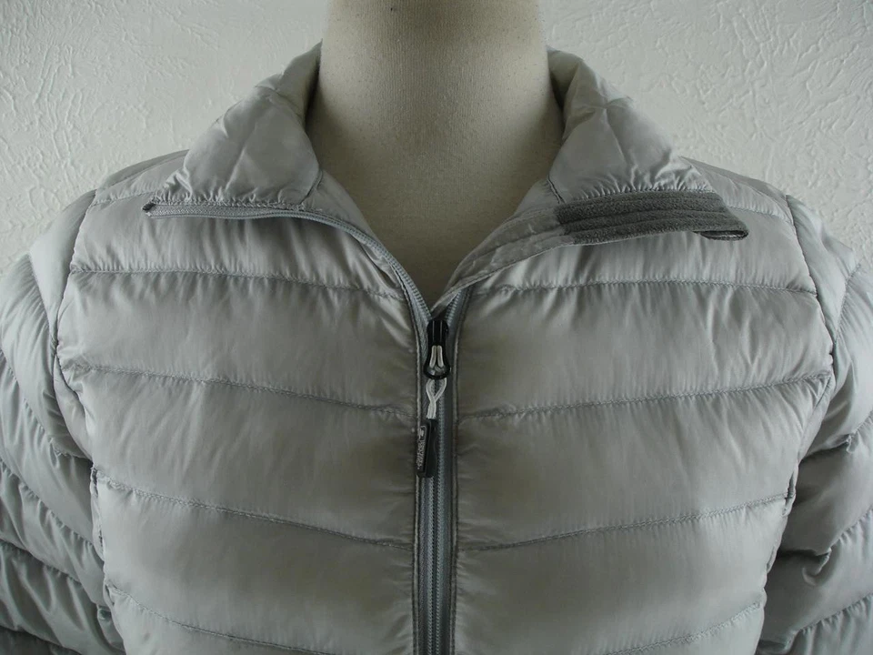 Chaqueta de plumón de ganso acolchada gris EMS para mujer S Eastern Mountain Sports cremallera Foto 2 de 4