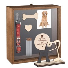 8.6x8.6 Inch Pet Memorial Shadow Box, Tabletop or Wall Display Case with Glas...