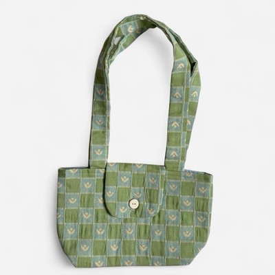 Handmade Green & Blue Check Shoulder Bag