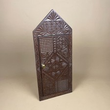 Carved Corner Medicine Cabinet Wooden Handmade Rustic Folk Wood Wall Cupboard