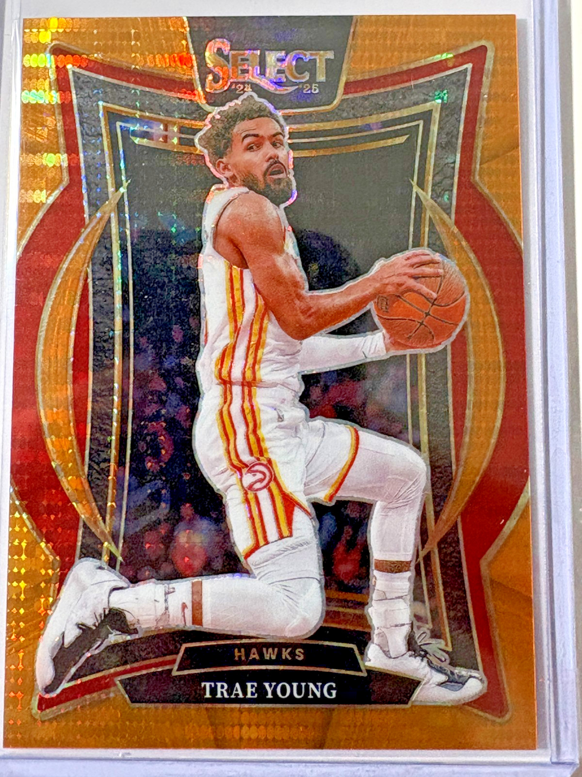 Trae Young 2024-25 Panini Select Neon Orange Pulsar Prizms FOTL #63 Hawks! 03/18