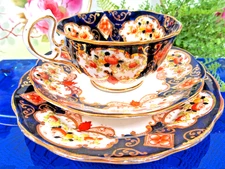 Royal Albert tea cup &  saucer crown china 20s  painted Cobalt blue teacup trio