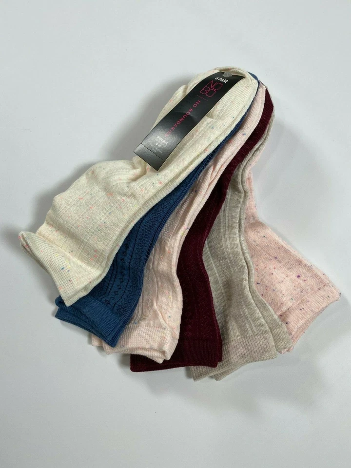 Женские разноцветные текстурированные носки на лодыжку без границ (6 пар) размер обуви: 4-10 - Изображение 2 из 2