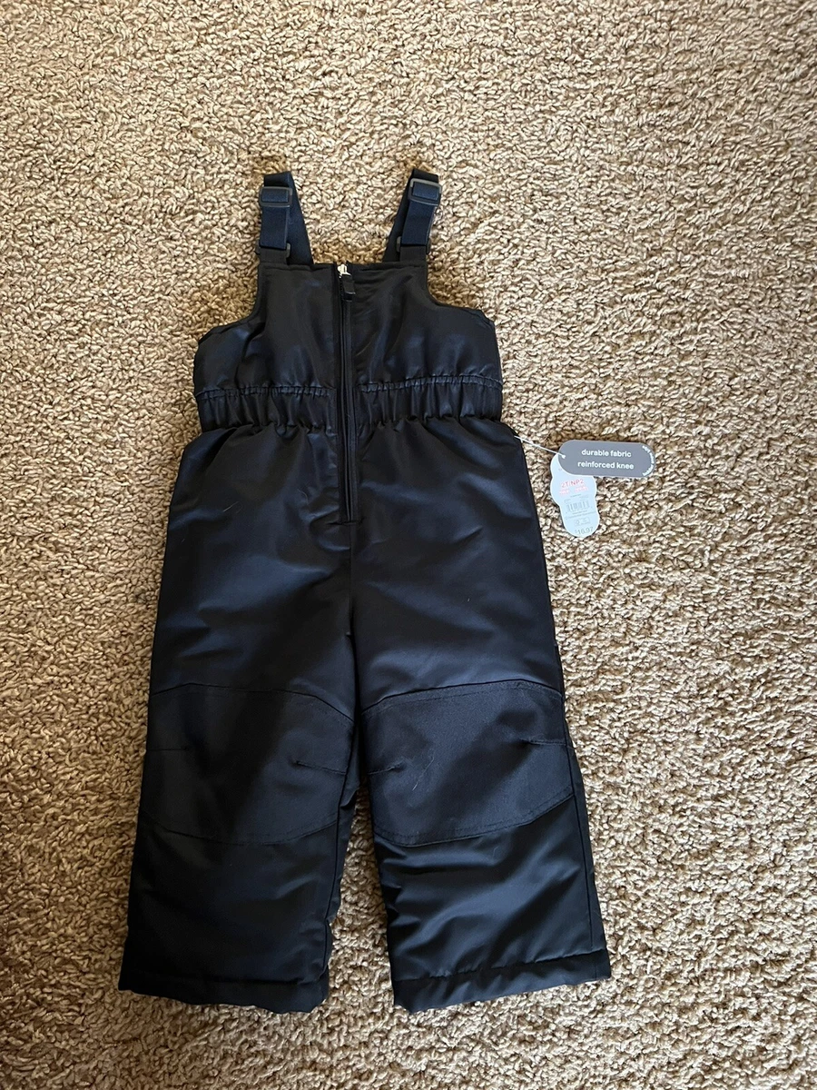 NWT Black Snowsuit Toddler Size 2T Overall Adjustable Strap Zip Up