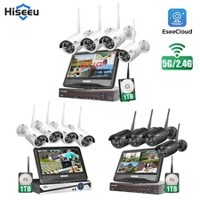Hiseeu 5G WIFI Security Camera System,5MP Outdoor Cameras,10'' LCD LED 10CH NVR