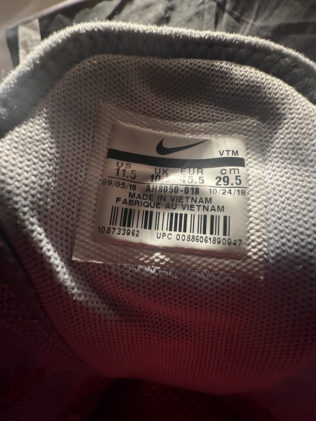 Men’s Size 12 Nike Air Max 270 Gray And Red