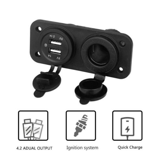 12V 24V Motorhome Camper Van Caravan Dual USB Socket Cigarette Charger Lighter - Picture 4 of 12