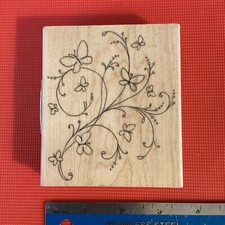 G2 , Inkadinkado Rubber Stamps, Flower And Buttery Background Stamp