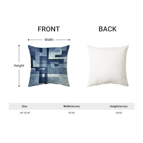 Dusty White Pillow Covers 18x18, Abstract Art 18" x 18" (Pack of 1) Navy Blue - Bild 6 von 7