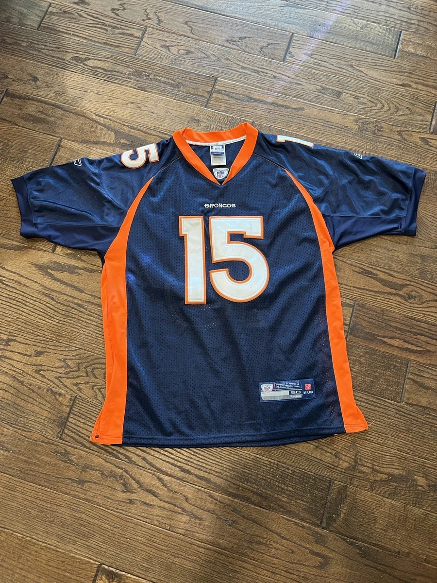 Tim Tebow Denver Broncos Jersey Mens 50 Reebok Authentic Blue 15 NFL Sewn