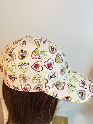 Chanel 06P, 2006 Spring CC Coco logo hearts pink cotton Hat Baseball Cap
