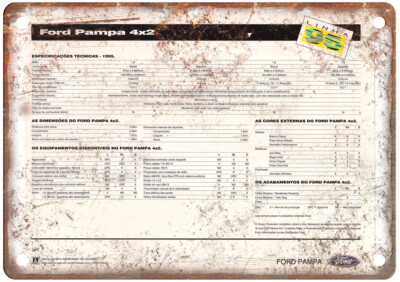 Vintage CATÁLOGO ford pampa 1995 02 Ad Retro Look Metal Sign A6136