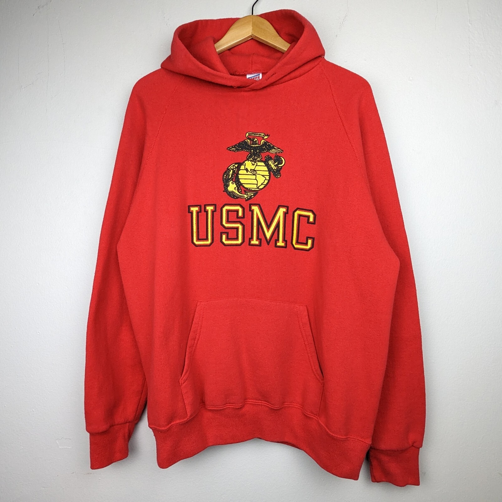 USMC Marine Corps Vintage Hoodie Red Made In USA Vtg … Gem