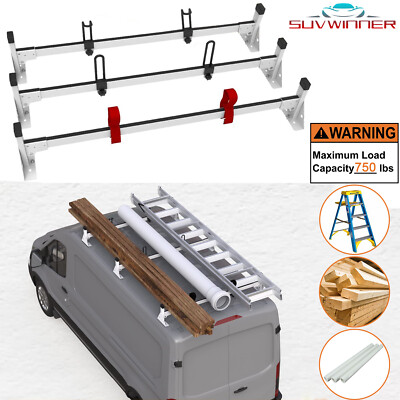 Carbon Steel 3 Bar Ladder Rack System 750lbs Capacity For RAM ProMaster City 15+
