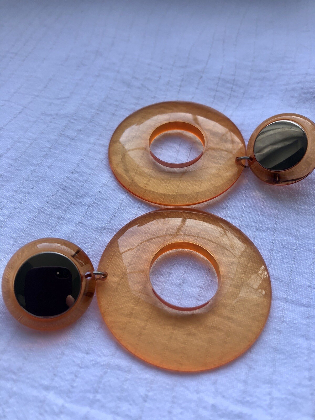 Vtg Plastic Statement Earrings Translucent Jello … - image 3