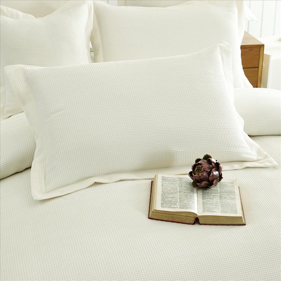 New 100 cotton Luxury Waffle European Pillowcase Cushion cover Cream
