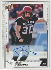 2020 UD CFL Rene Paredes AUTOGRAPH Card #157 Calgary Stampeders Concordia
