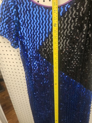 Vintage Internacional Ladies Garment Sequin Blue Dress Size Large - Picture 12 of 13
