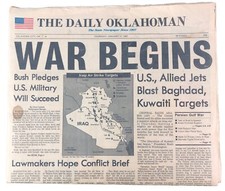 The Daily Oklahoman Newspaper January 17 1991 Gulf War Begins Iraq Desert Storm