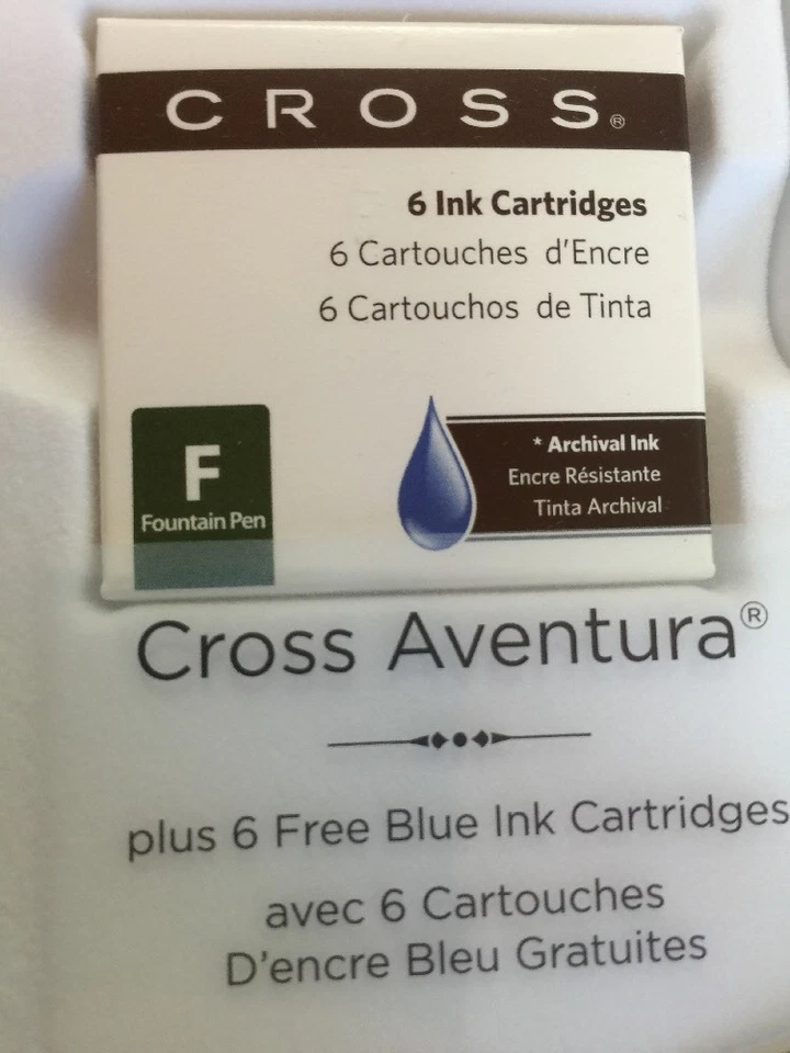 Cross Aventura Starry蓝色钢笔M笔尖加6免费蓝色墨盒 — 第 2/4 张图片