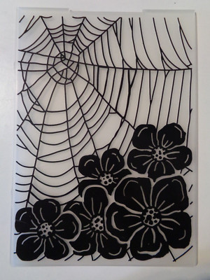 Halloween Spinnennetz & Blumen - strukturierter Prägefolder