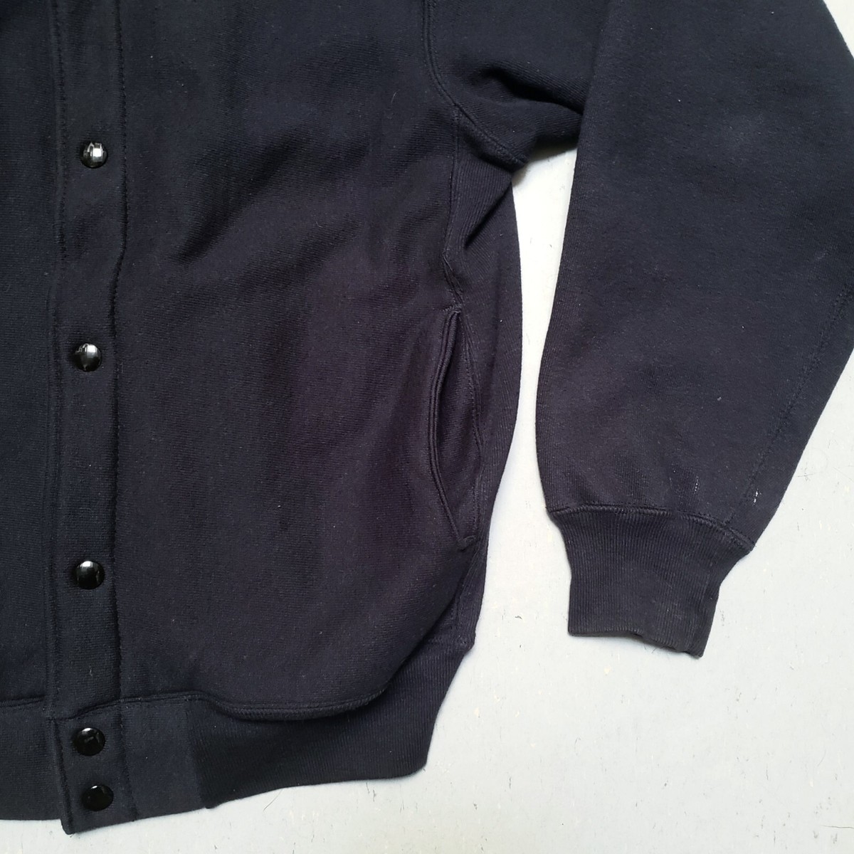 Vtg 80s CHAMPION Sweatshirt Cardigan Reverse Weave Black