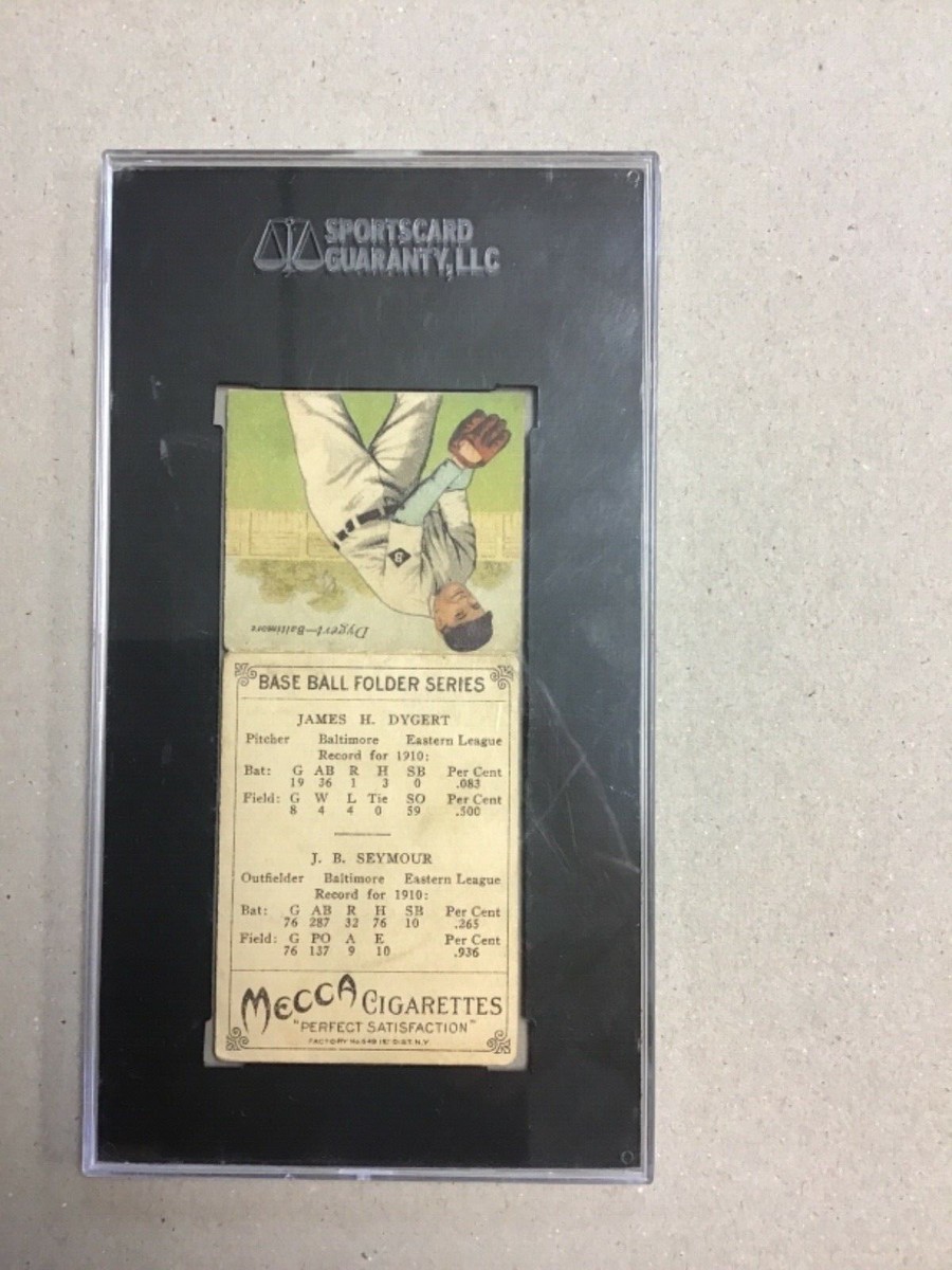 cigarette folder 1911 T201 Mecca Cigarettes Baseball Folder Series Seymour/Dygert Card SGC VG