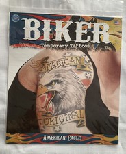 Biker Temporary Tattoo AMERICAN ORIGINAL 1 pc. Per Pk Eagle/flag/patriotic NIP