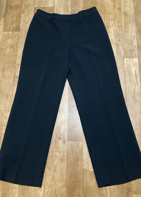 Jaeger Women’s Black Wide Leg Crease Front Smart Trousers UK14 W32 L30 A97  UK