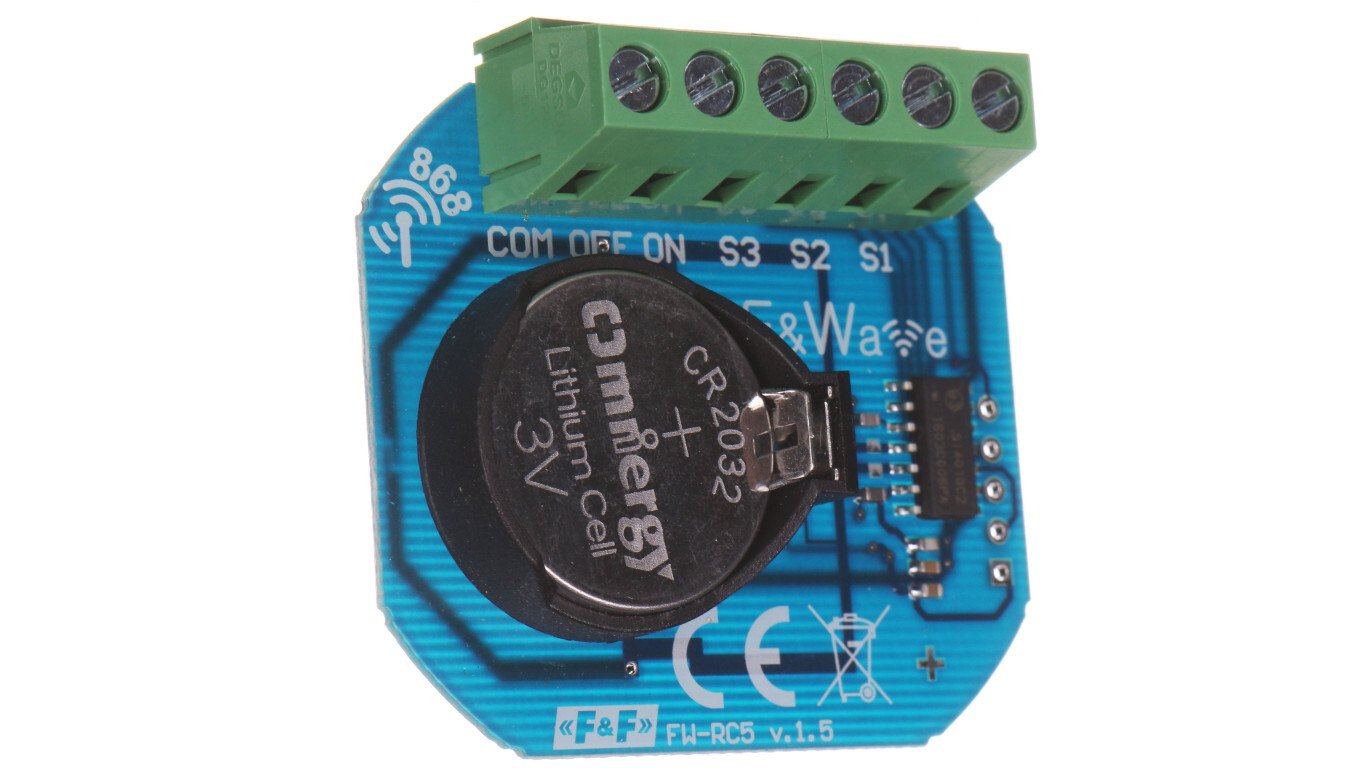 5-channel battery-powered radio transmitter - button mounting, 3V power s /T2UK